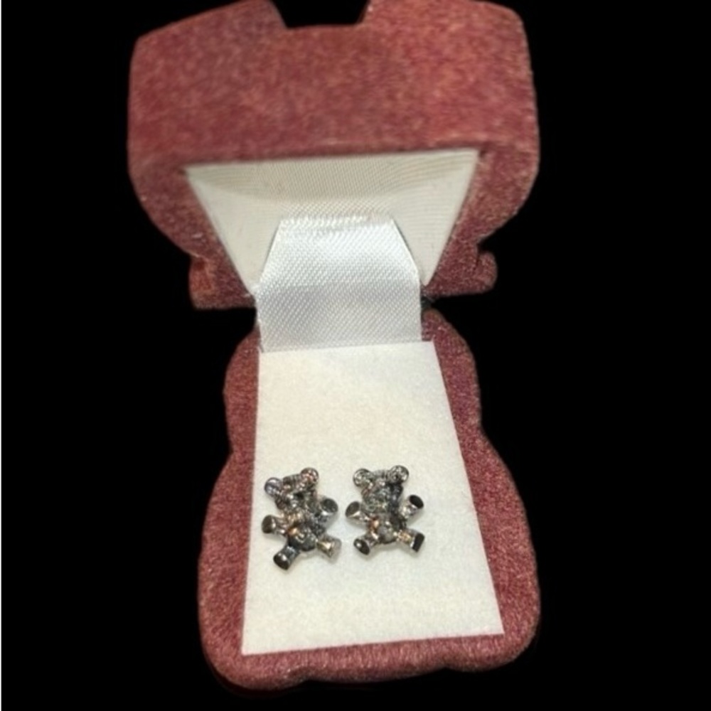 Vintage AVON 925 Teddy Bear Earrings with Gift Box